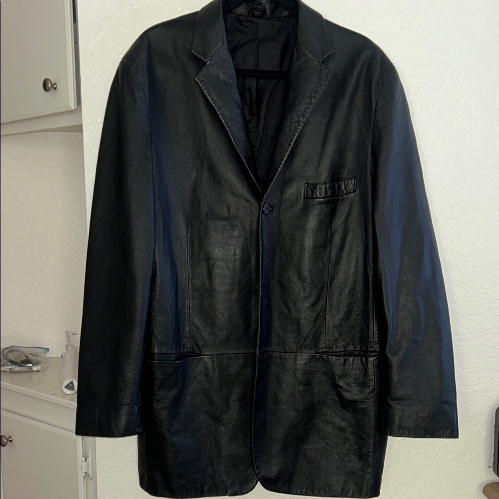 Alfani Genuine Leather Jacket | Macy’s Men’s Store | Black Classic Fit